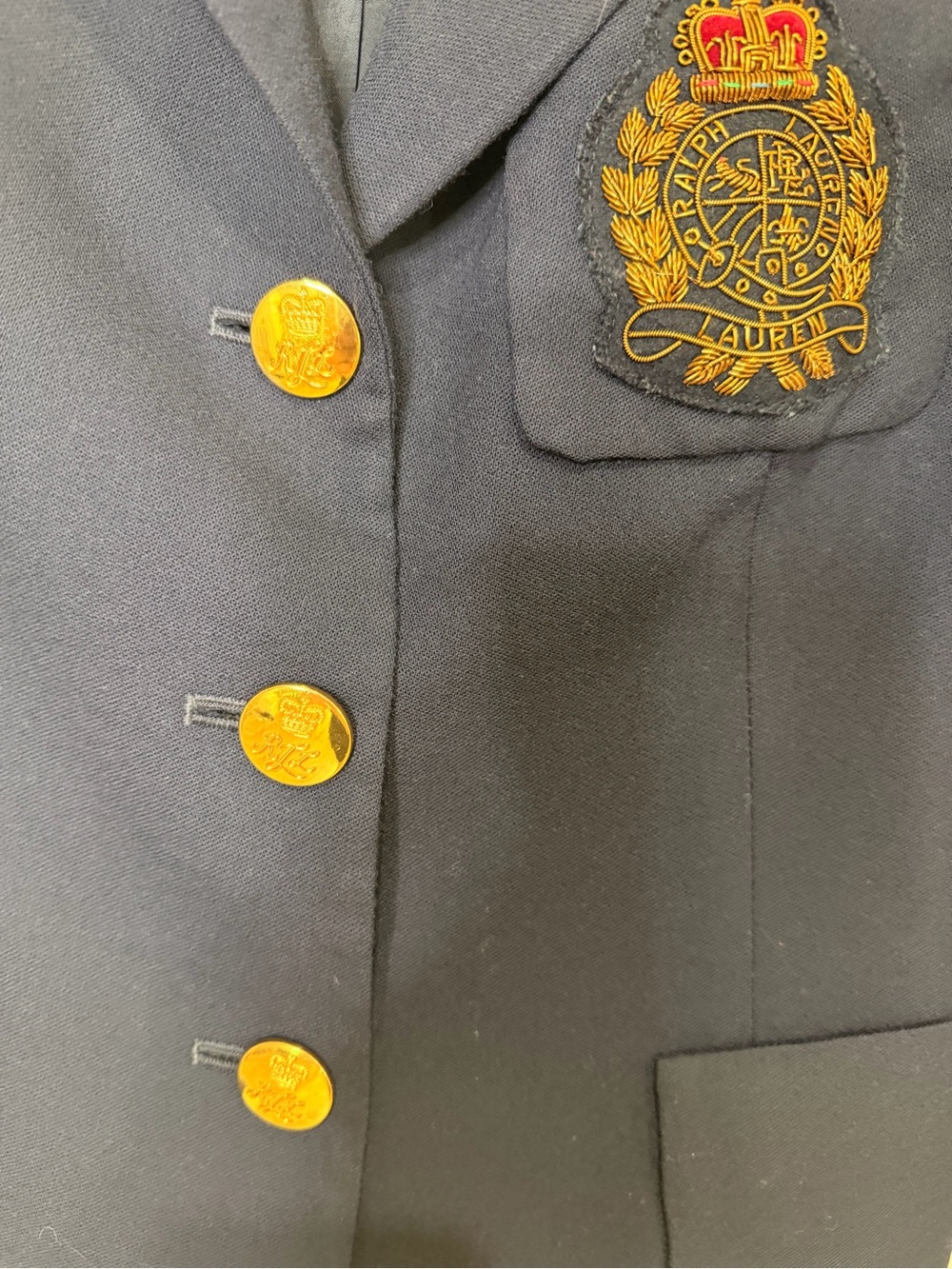 Ralph Lauren Navy Blazer with Gold Crest - Picture 6 of 9